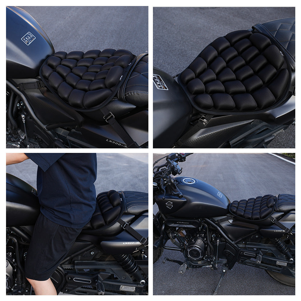 Motorcycle inflatable seat cushion
