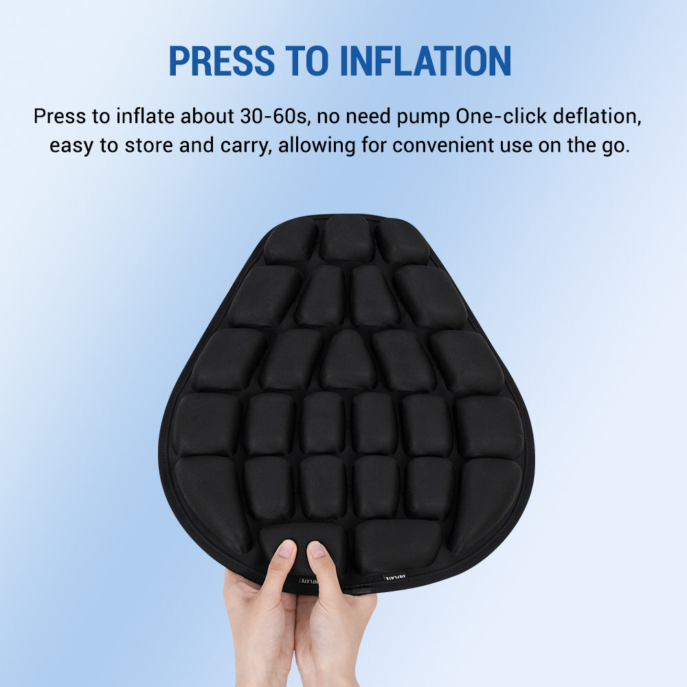 Motorcycle inflatable seat cushion
