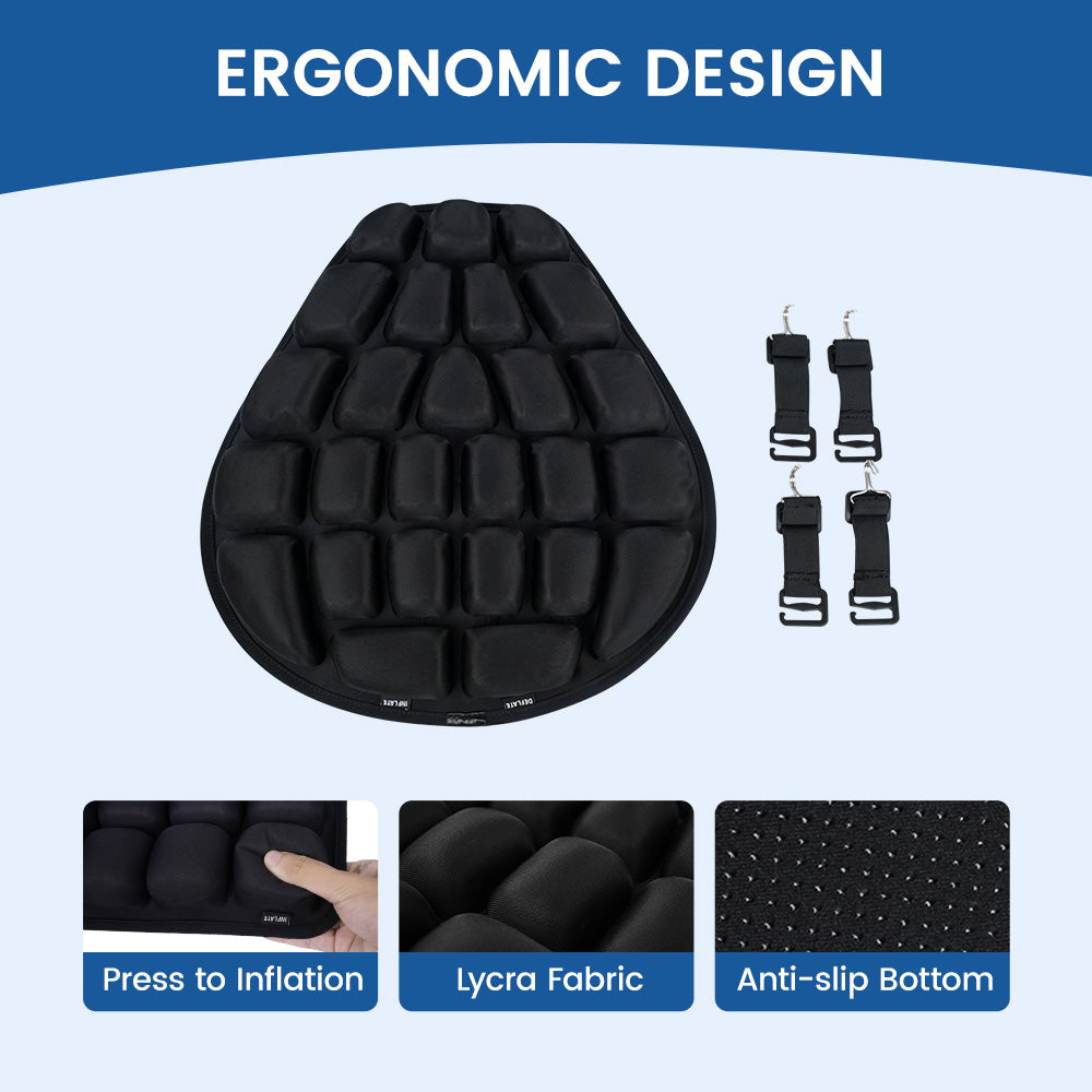Motorcycle inflatable seat cushion