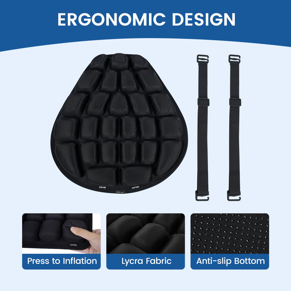 Motorcycle inflatable seat cushion