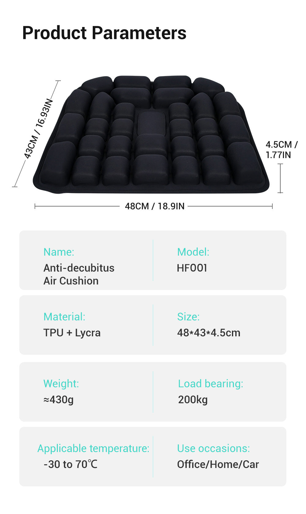 Anti-decubitus inflatable cushion