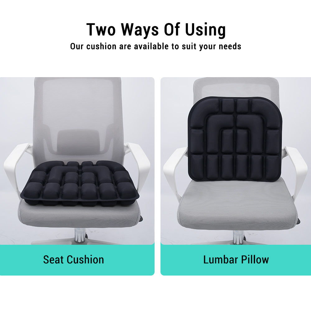 Double-sided inflatable cushion