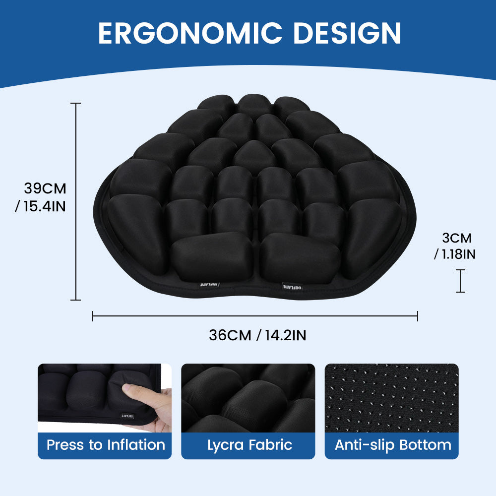 Motorcycle inflatable seat cushion
