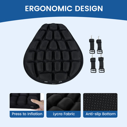 Motorcycle inflatable seat cushion